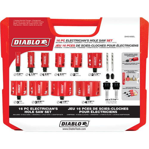Electrician's Bi-Metal Hole Saw Set, 16 Pieces Equipment World