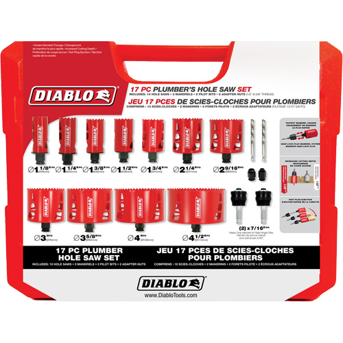 Plumber's Bi-Metal Hole Saw Set, 17 Pieces Equipment World