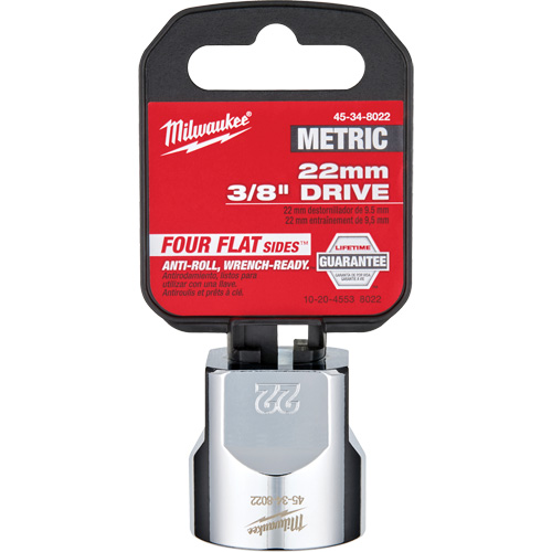 Metric Socket with Four Flat Sides, 22 mm, 3/8" Drive, 6 Points Equipment World