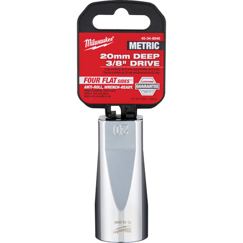 Metric Socket with Four Flat Sides, 20 mm, 3/8" Drive, 6 Points, Deep Equipment World