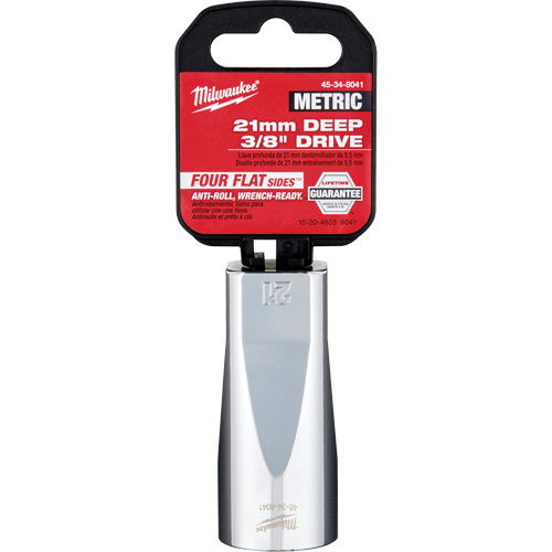 Metric Socket with Four Flat Sides, 21 mm, 3/8" Drive, 6 Points, Deep Equipment World