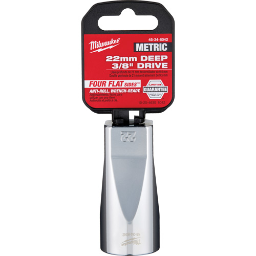 Metric Socket with Four Flat Sides, 22 mm, 3/8" Drive, 6 Points, Deep Equipment World