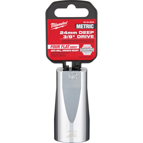 Metric Socket with Four Flat Sides, 24 mm, 3/8" Drive, 6 Points, Deep Equipment World