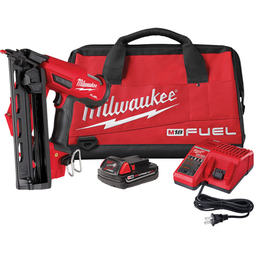 M18 Fuel 16 Gauge Angled Finish Nailer Kit, 18 V, Lithium-Ion Equipment World