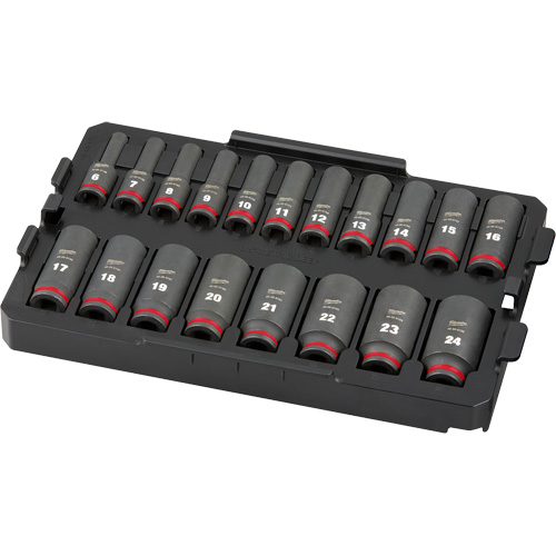 Shockwave Impact Duty Packout Socket Set, 19 Pcs, Impact, 3/8" Drive Size, Deep Equipment World