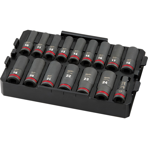 Shockwave Impact Duty Packout Socket Set, 16 Pcs, Impact, 1/2" Drive Size, Deep Equipment World