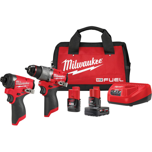 M12 FUEL 1/2" Drill Driver & 1/4" Hex Impact Driver Combo Kit, Lithium-Ion, 12 V Equipment World