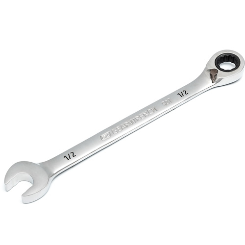 90-Tooth Reversible Ratcheting Wrench, 12 Point, 1/2", Chrome/Polished Finish Equipment World