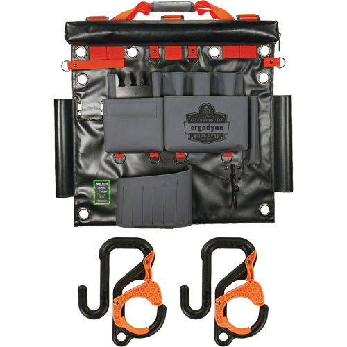 Arsenal 5711 Bucket Truck Tool Board with 2" Locking Aerial Bucket Hooks Kit, Nylon, 8 Pockets, Grey Equipment World