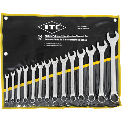 ICW-14PM Polished Wrench Set, Combination, 14 Pieces, Metric Equipment World