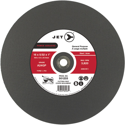 Meule &agrave; tronçonner Power Abrasive A24GP, 20" x 5/32", Arbre de 1", Type 1, 3000 Tr/min Equipment World