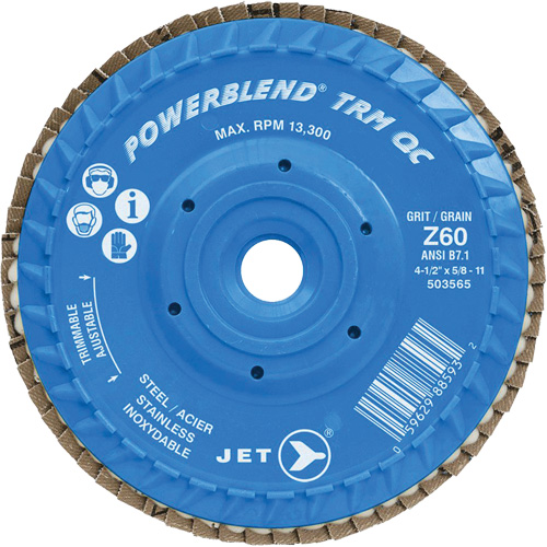 PowerBlend TRM QC Trimmable Flap Disc, 4-1/2" x 5/8"-11, Type 27, Z60 Grit, Zirconia Alumina Equipment World
