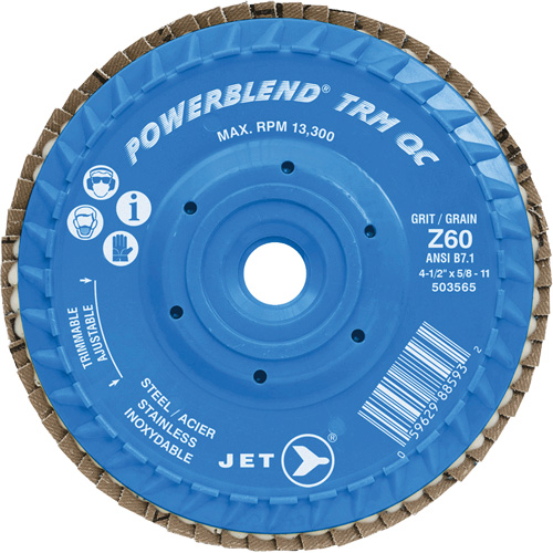 PowerBlend TRM QC Trimmable Flap Disc, 5" x 5/8"-11, Type 27, Z60 Grit, Zirconia Alumina Equipment World