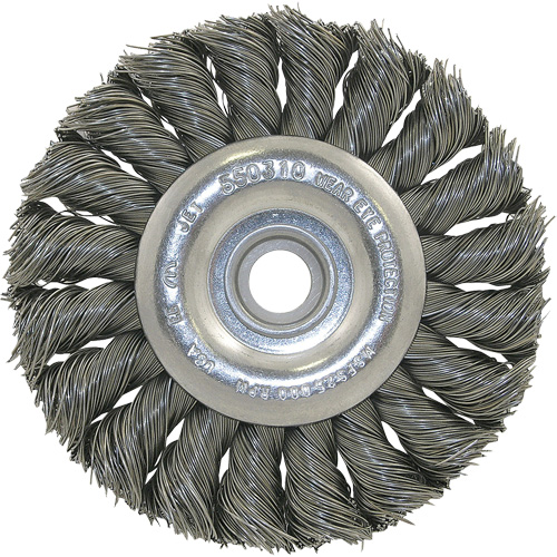 3K114 Unthreaded Knot Twisted Wire Wheel, 3-1/4" Dia., 0.014" Fill, 3/8"-1/2 Arbor Equipment World
