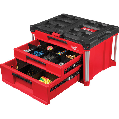 PackOut 3-Drawer Tool Box, 16-3/10" x 22-1/5" x 14-3/10", Red Equipment World