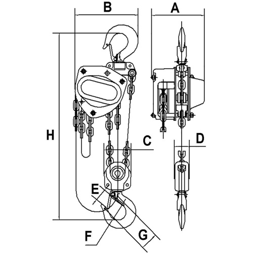 KCH Series Chain Hoists, 10' Lift, 11000 lbs. (5 tons) Capacity, Alloy Steel Chain Equipment World