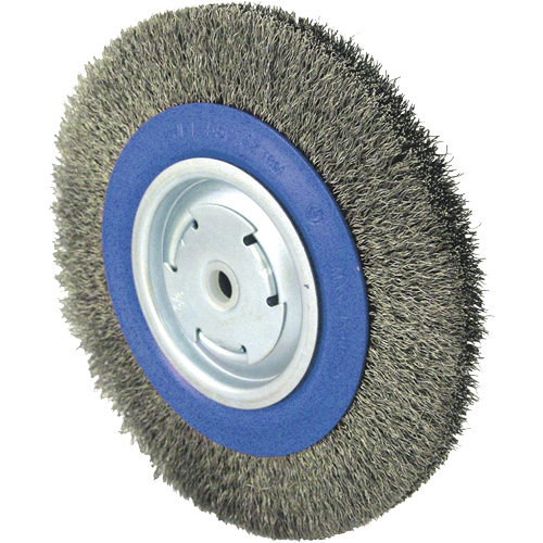 Crimped Wire Wheel Brushes, 8" Dia., 0.014" Fill, 1/2" - 5/8" - 2 Arbor Equipment World