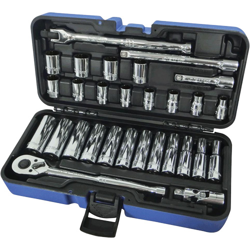 12-Point Ratchets & Sockets Combination Sets, 30 Pcs, 3/8" Drive Size, Deep Equipment World