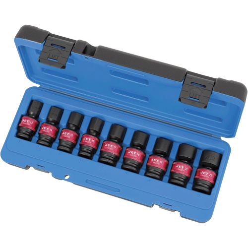PSU912M Universal Socket Sets, 9 Pcs, Impact, 1/2" Drive Size Equipment World