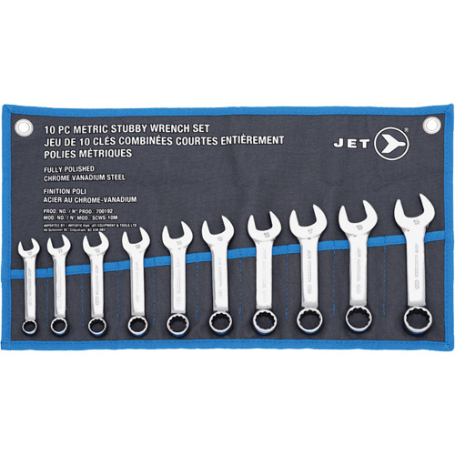 SCWS-10M Stubby Wrench Sets, Combination, 10 Pieces, Metric Equipment World
