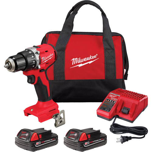 M18 Compact Brushless Hammer Drill/Driver Kit, Lithium-Ion, 18 V, 1/2" Chuck, 550 in-lbs Torque Equipment World