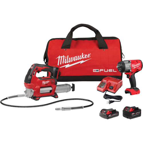 M18 Fuel HTIW with Friction Ring & Grease Gun Combo Kit, Lithium-Ion, 18 V Equipment World