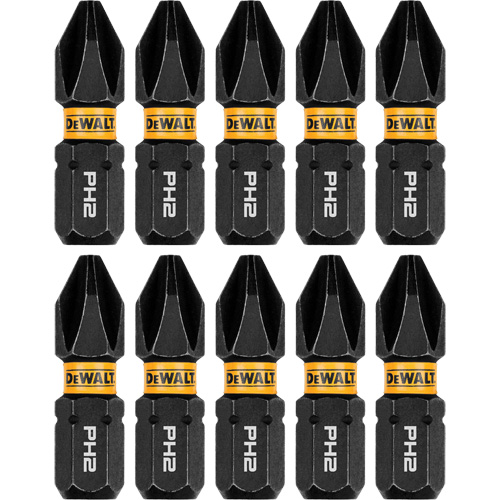 10-Piece FLEXTORQ&reg; Impact Driver Bit Set, Phillips, #2 Tip, 1/4" Drive Size, 1" Length Equipment World