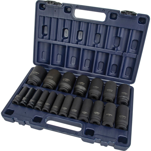 SAE Socket Set, 19 Pcs, Impact, 1/2" Drive Size, Deep Equipment World