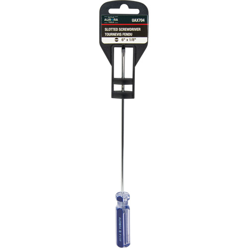 Blue Transparent Striped Slotted Screwdriver, 1/8" Tip, Round, Plastic Handle Equipment World