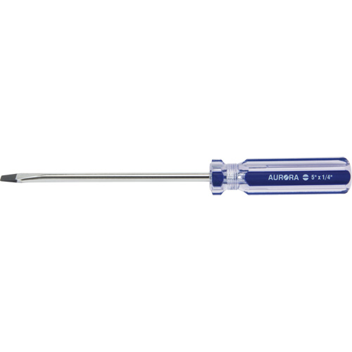 Blue Transparent Striped Slotted Screwdriver, 1/4" Tip, Round, Plastic Handle Equipment World
