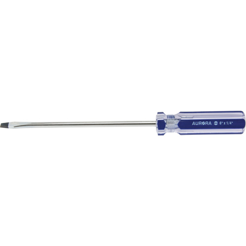 Blue Transparent Striped Slotted Screwdriver, 1/4" Tip, Round, Plastic Handle Equipment World