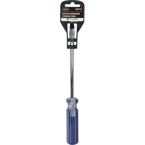 Blue Transparent Striped Slotted Screwdriver, 5/16" Tip, Round, Plastic Handle Equipment World