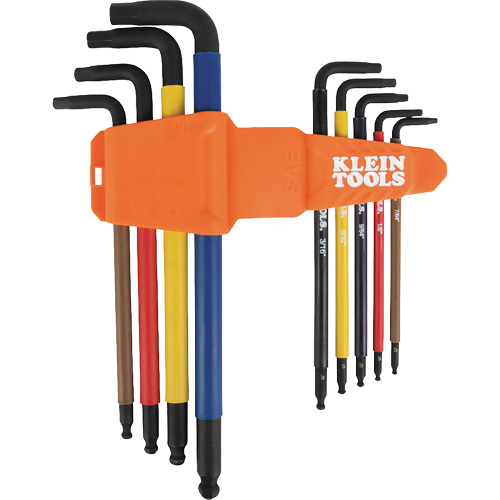 Jeu de cl&eacute; hex de style L extra longues et chromocod&eacute;es avec support, 9 mcx, Imp&eacute;rial Equipment World