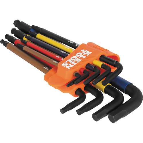 Jeu de cl&eacute; hex de style L extra longues et chromocod&eacute;es avec support, 9 mcx, Imp&eacute;rial Equipment World