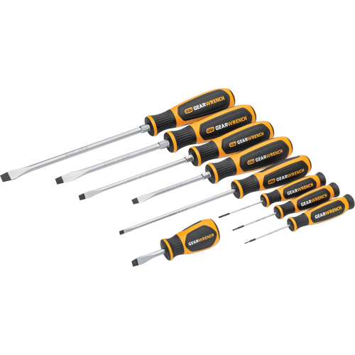 Slotted Dual Material Screwdriver Set in Foam Storage Tray, 9 Pcs. Equipment World