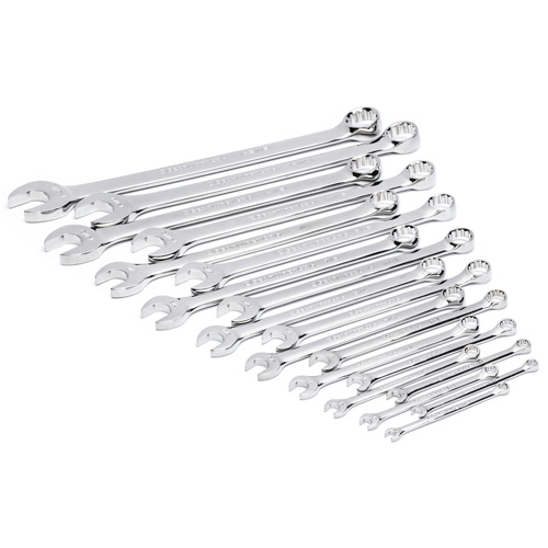 12-Point Long Pattern Combination SAE Wrench Set in Foam Storage Tray, Open-Ended, 19 Pieces, Imperial Equipment World