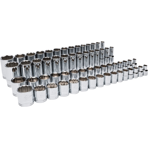 Master SAE Socket Set in Foam Storage Tray, 60 Pcs, 1/2" Drive Size, Deep Equipment World