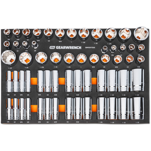 Master SAE Socket Set in Foam Storage Tray, 60 Pcs, 1/2" Drive Size, Deep Equipment World