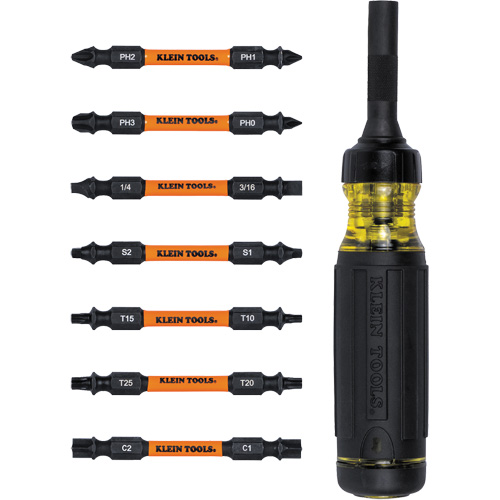 15-in-1 Ratcheting Impact-Rated Multi-Bit Torsion Zone Screwdriver, 9-1/2" L, Cushion Grip Handle Equipment World