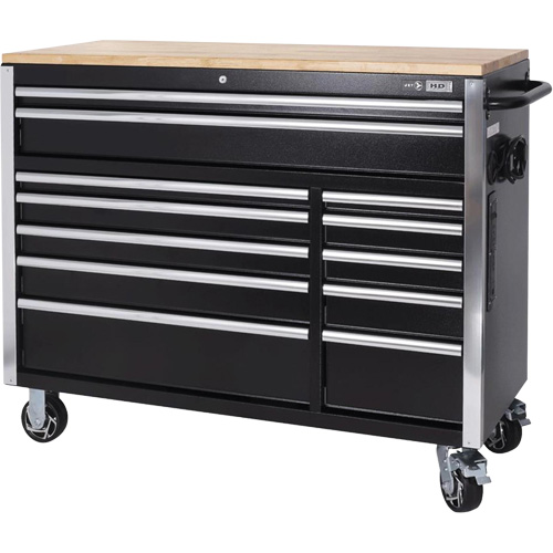 HDRC5212 HD Series Roller Cabinet, 12 Drawers, 51-1/4" W x 21" D x 40-3/10" H, Black Equipment World