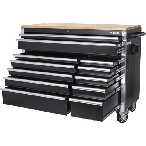 HDRC5212 HD Series Roller Cabinet, 12 Drawers, 51-1/4" W x 21" D x 40-3/10" H, Black Equipment World