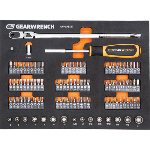 Mechanics Tool Set in Modular Foam Trays with Storage Unit, 194 Pieces Equipment World