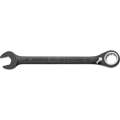Metric Spline Combination Reversible Ratcheting Wrench, Black/Chrome Finish Equipment World