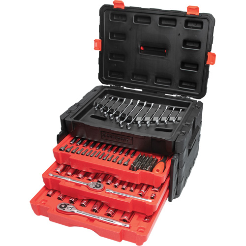 1/4", 3/8" & 1/2" Mechanics Hand Tool Set with 3-Drawer Storage Case Equipment World