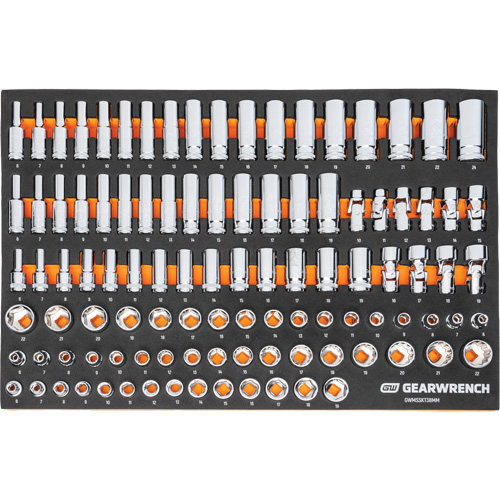 Jeu d'outils m&eacute;triques pour m&eacute;canicien MEGAMOD dans des plateaux en mousse modulaire avec armoire roulante &agrave; outils, 358 morcea Equipment World