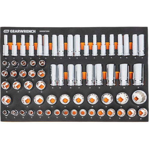 Jeu d'outils m&eacute;triques pour m&eacute;canicien MEGAMOD dans des plateaux en mousse modulaire avec armoire roulante &agrave; outils, 358 morcea Equipment World