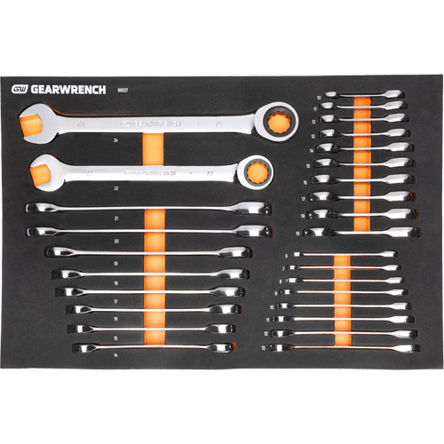 Jeu d'outils m&eacute;triques pour m&eacute;canicien MEGAMOD dans des plateaux en mousse modulaire avec armoire roulante &agrave; outils, 358 morcea Equipment World