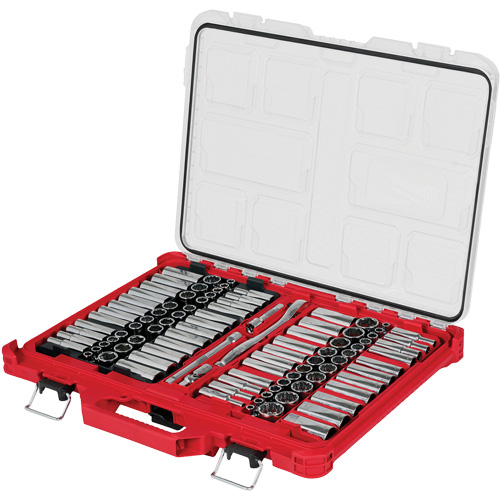 Metric/SAE Ratchet & Socket Set with PACKOUT Low-Profile Organizer, 98 Pcs, 3/8" Drive Size Equipment World