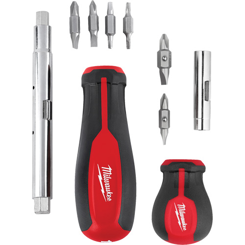 11-in-1 Multi-Bit Screwdriver & 6-in-1 Stubby Multi-Bit Screwdriver Set, 3"/9-4/5" L, Cushion Grip Handle Equipment World