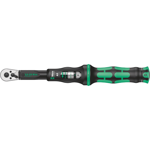 Click-Torque A 5 Torque Wrench with Reversible Ratchet, Click, 1/4" Square Drive, 2.5 - 25 Nm Equipment World